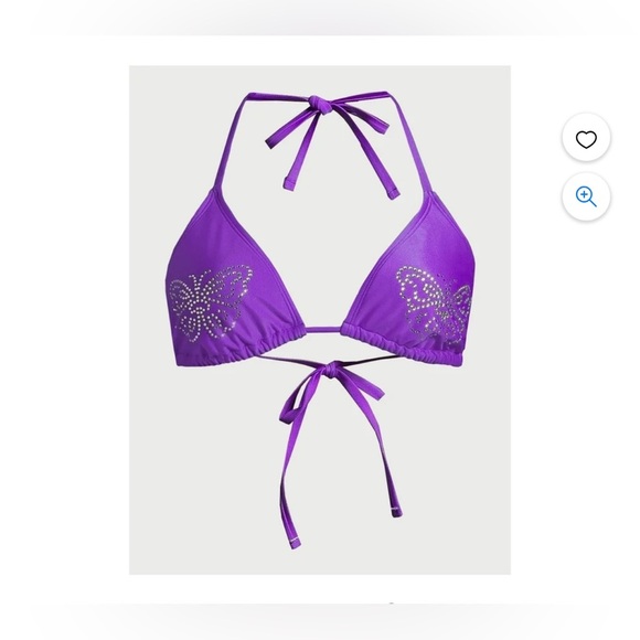 Purple Rhinestone Butterfly Bikini Set | Sparkly Y2K Swimwear (Top S / Bottom M) - Picture 3 of 3